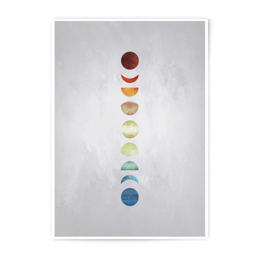 Moon Phases Photographic Print, Celestial Art Print, Astronomy Wall Art, Colorful Lunar Cycle, Space Photography, Galaxy Decor, Moon Print - Tawshia
