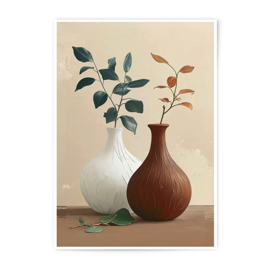 Vases Photographic Print, Minimalist Wall Art, Modern Home Decor, Still Life Print, Neutral Colors, Plants in Vases - Tawshia
