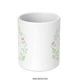 Arabic Calligraphy Mug, Floral Wreath, Mothers Day Gift, Mother In Arabic, Arabic Mom Mug, Best Mom Ever, Customized Coffee Mug - Tawshia