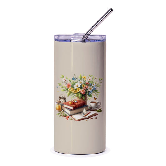 Floral Book Tumbler, Writer Tumbler, Reader Tumbler, Book Lover Gift, Bookish Tumbler, Cozy Tumbler, Study Tumbler, Back to School Tumbler - Tawshia