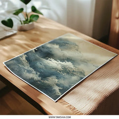 Ocean Waves Photographic Print, Japanese Art Inspired, Sea Art, Wall Decor, Coastal Artwork, Home Decor, Calming Art Print - Tawshia