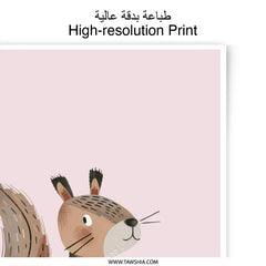 Cute Squirrel Photographic Prints, Nursery Art Prints, Whimsical Animal Art, Pastel Prints, Woodland Animal Decor, Kids Room Decor - Tawshia