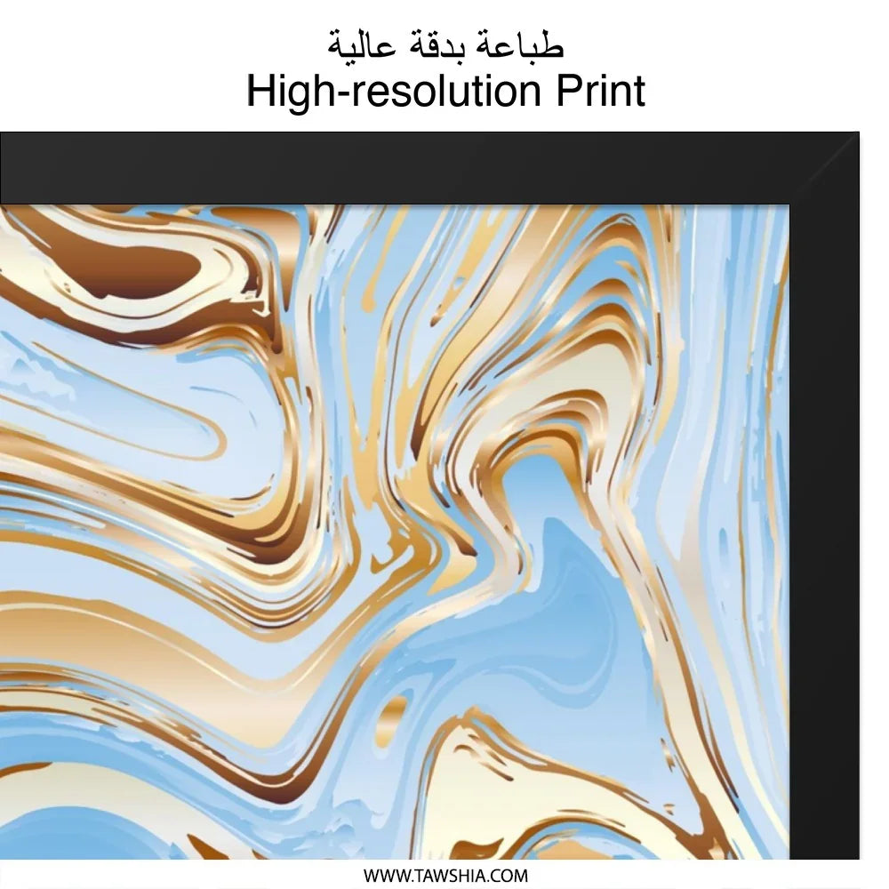 Abstract Marble Wall Art, Gold and Blue Art Print, Modern Home Decor, Fluid Art Design, Elegant Wall Hanging, Contemporary Art - Tawshia