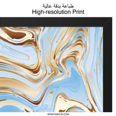 Abstract Marble Wall Art, Gold and Blue Art Print, Modern Home Decor, Fluid Art Design, Elegant Wall Hanging, Contemporary Art - Tawshia
