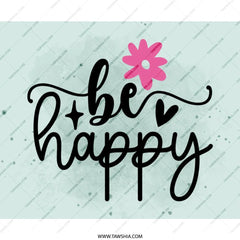 Be Happy Mouse Pad, Pink Flower, Pastel Green, Cute Desk Decor, Motivational Quote Mousepad, Office Accessories, Home Office Mouse Mat - Tawshia