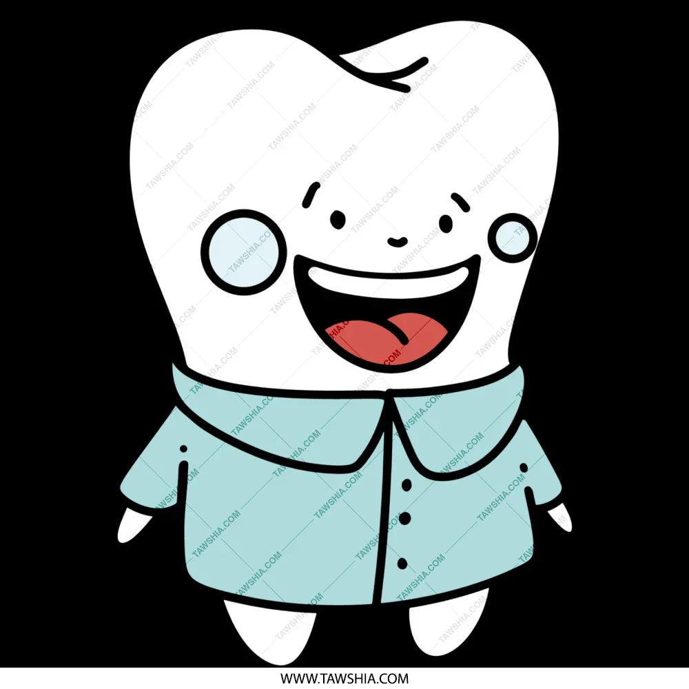 Cute Smiling Tooth Character with Blue Shirt product type