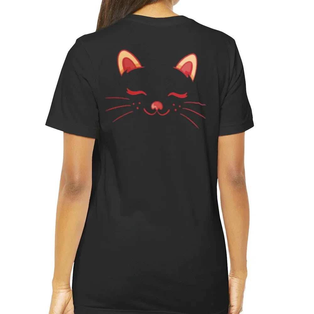 Cute Black Cat Face Design on Back T-Shirt product type
