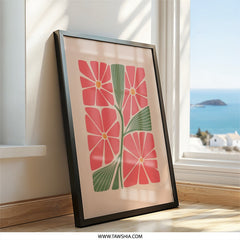 Retro Flower Wall Art, Floral Print, Botanical Art, Modern Wall Decor, Living Room Art, Minimalist Art, Home Decor, Wall Decor - Tawshia