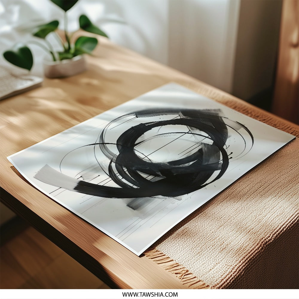 Abstract Photographic Print, Black and White Wall Art, Modern Art Print, Contemporary Home Decor, Minimalist Photography, Brush Strokes - Tawshia