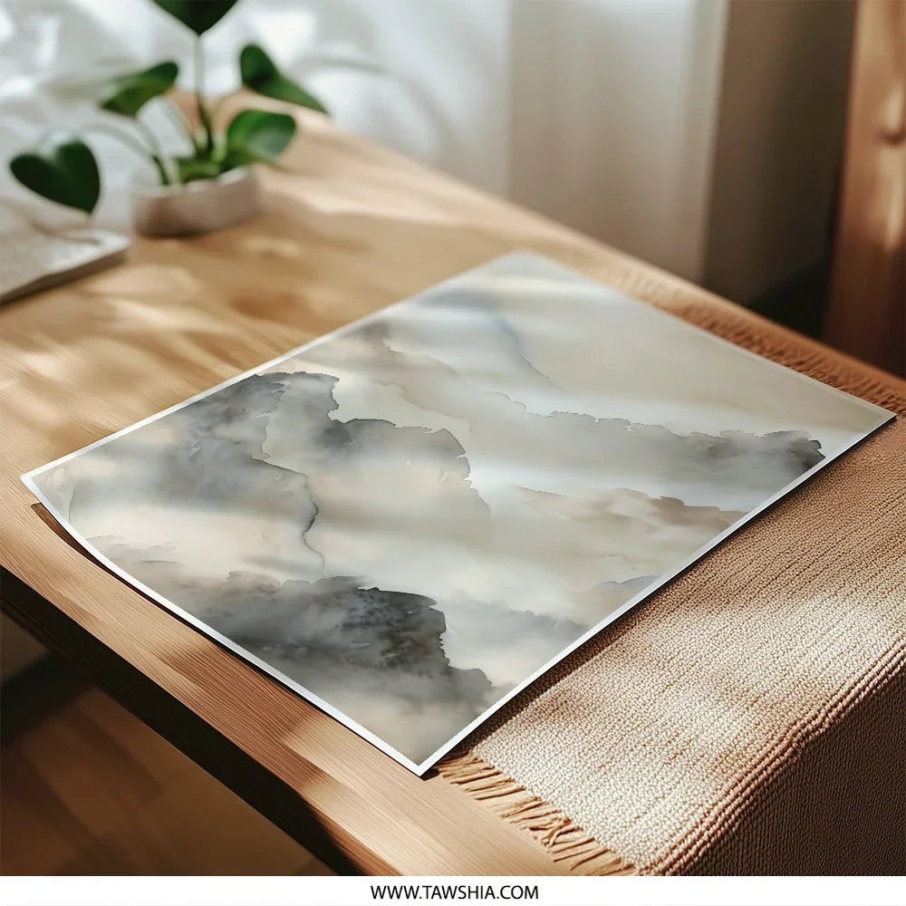 Mountain Range Photographic Print, Abstract Landscape Art, Neutral Tone Wall Decor, Calming Home Art Print, Minimalist Art, Nature - Tawshia