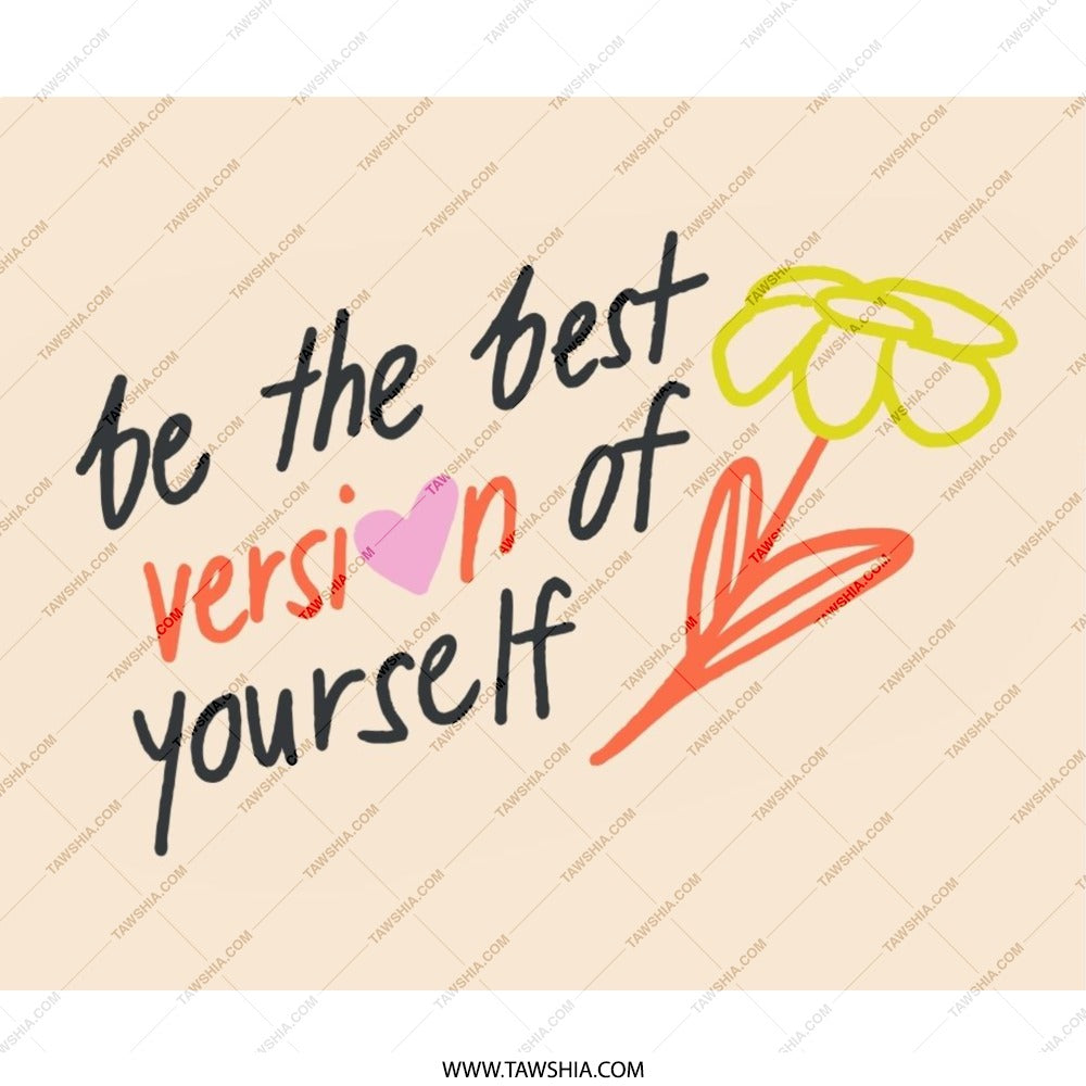 Be the Best Version of Yourself Mouse Pad, Motivational Mousepad, Desk Accessories, Inspirational Quote, Floral Art, Cute Mousepad - Tawshia