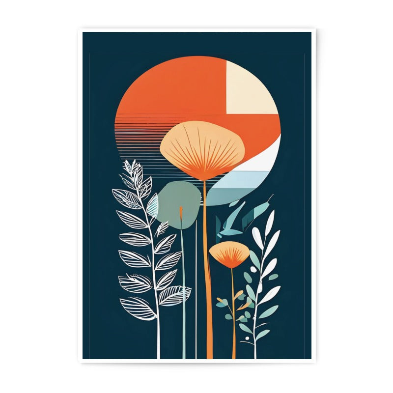 Abstract Floral Photographic Print, Modern Botanical Wall Art, Orange Blue Botanical Art, Home Decor, Contemporary Art Print, Flower Print - Tawshia