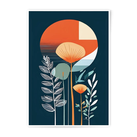 Abstract Floral Photographic Print, Modern Botanical Wall Art, Orange Blue Botanical Art, Home Decor, Contemporary Art Print, Flower Print - Tawshia