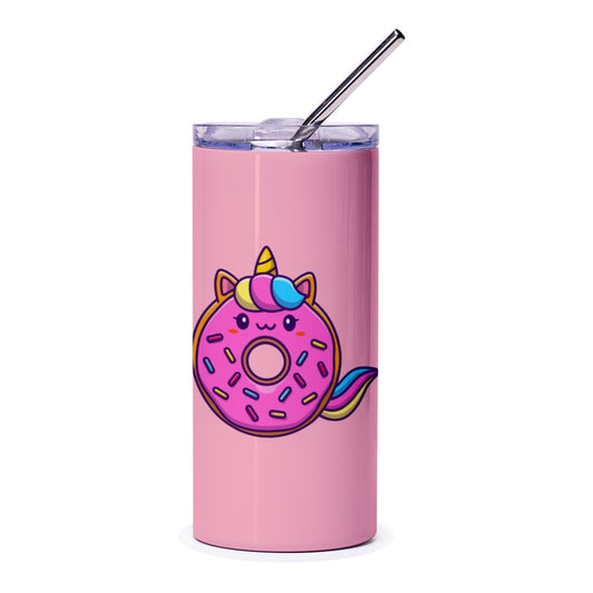 Unicorn Donut Tumbler, Cute Kawaii Drinkware, Magical Dessert Cup, Fun Foodie Gift, Whimsical Design, Pastel Pink Tumbler - Tawshia