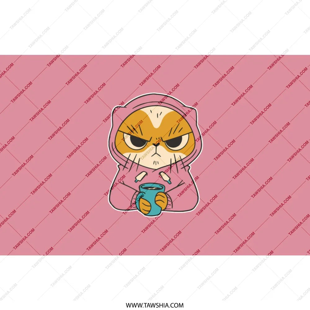 Grumpy Cat Holding Mug Pink Background Canvas product