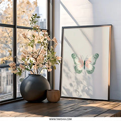Pastel Butterfly Wall Art, Minimalist Butterfly Print, Modern Insect Decor, Delicate Butterfly Illustration, Nursery Wall Art - Tawshia