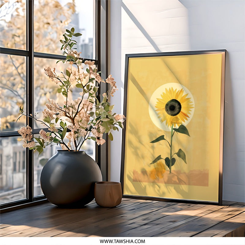 Sunflower Wall Art, Floral Print, Botanical Wall Decor, Modern Art Print, Yellow Wall Art, Nature Inspired Art, Home Decor, Flower Wall Art - Tawshia