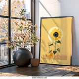 Sunflower Wall Art, Floral Print, Botanical Wall Decor, Modern Art Print, Yellow Wall Art, Nature Inspired Art, Home Decor, Flower Wall Art - Tawshia
