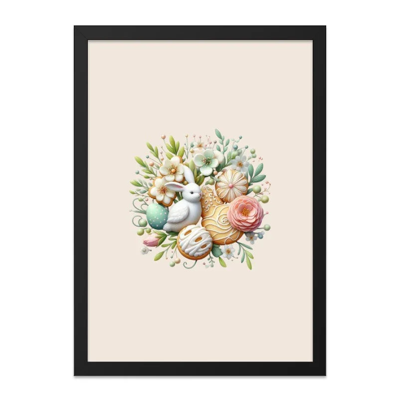 Easter Bunny Wall Art, Floral Bunny Decor, Spring Wall Art, Easter Egg Decor, Rabbit Print, Holiday Home Decor, Easter Gift Idea - Tawshia