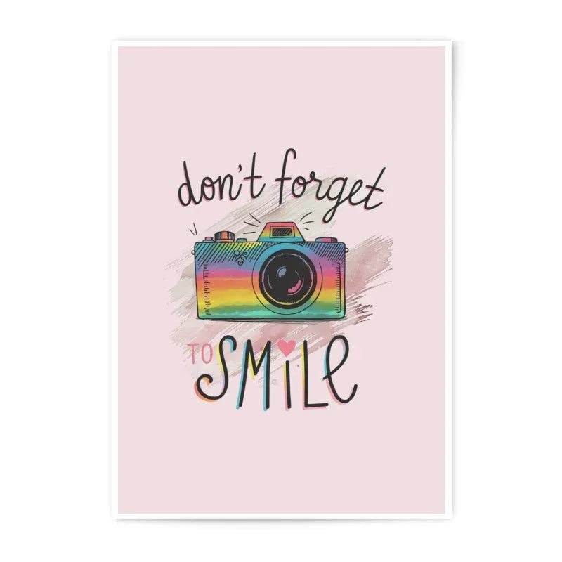Don't Forget To Smile Photographic Print, Rainbow Camera Art, Inspirational Wall Decor, Positive Affirmation Print, Home Decor - Tawshia