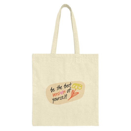 Best Version Tote Bag, Motivational Quote, Floral Bag, Trendy Gift Idea, Positive Vibes, Carryall Bag, Everyday Bag, Book Bag, Market Bag - Tawshia
