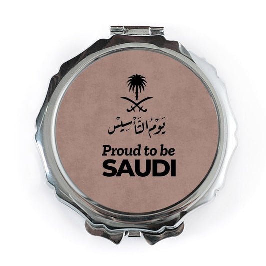Proud to be Saudi Pocket Mirror, Saudi Arabia Flag Art, Saudi Arabia Gift Idea, Portable Makeup Mirror, Compact Mirror for Travel - Tawshia