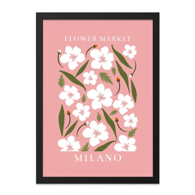 Flower Market Milano Wall Art, Floral Wall Decor, Botanical Print, Trendy Home Decor, Pink Flower Artwork, Modern Wall Art Print - Tawshia