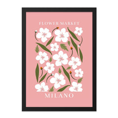 Flower Market Milano Wall Art, Floral Wall Decor, Botanical Print, Trendy Home Decor, Pink Flower Artwork, Modern Wall Art Print - Tawshia