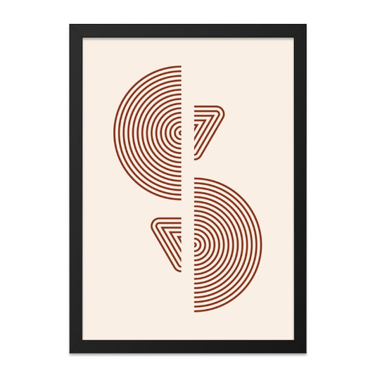 Abstract Geometric Wall Art, Mid Century Modern Print, Minimalist Home Decor, Brown Circles and Triangles Art Print - Tawshia
