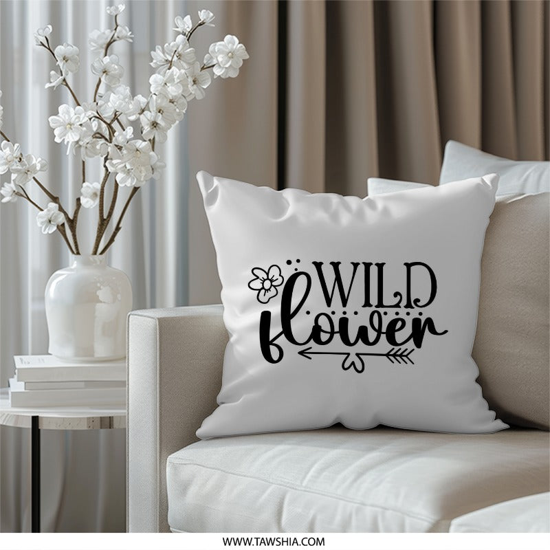 Wildflower Pillow, Floral Throw Pillow, Botanical Pillow, Modern Farmhouse Decor, Decorative Pillow, Flower Pillow, Gift Idea - Tawshia