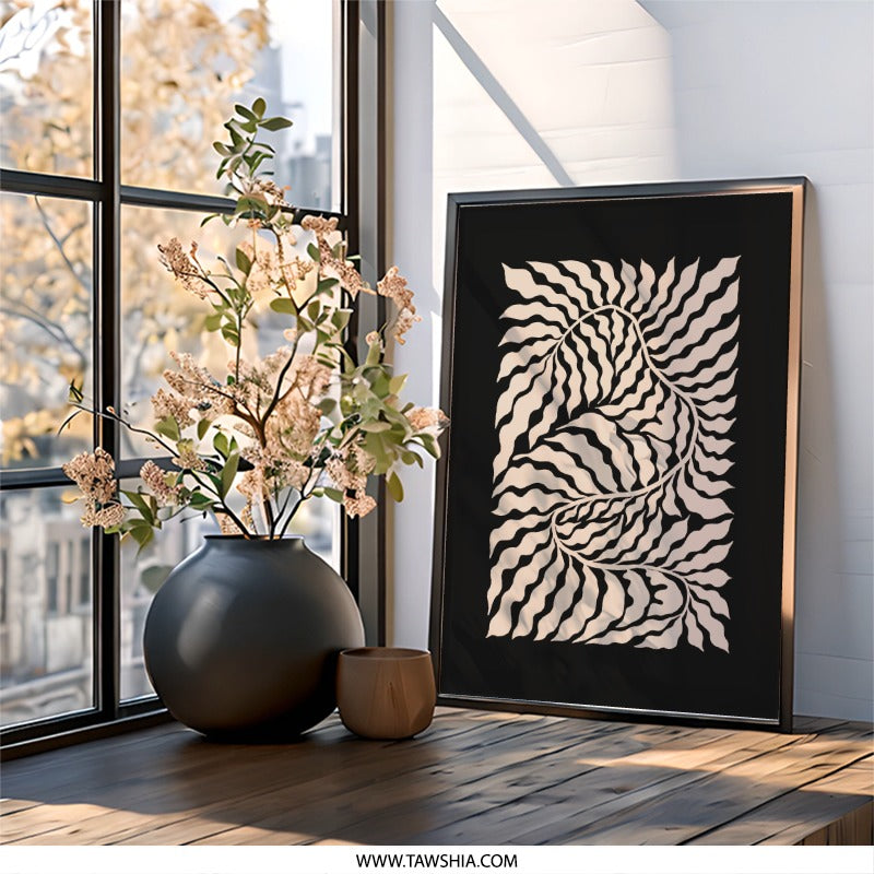 Abstract Floral Wall Art, Botanical Print, Beige Leaves, Modern Home Decor, Neutral Art, Minimalist Wall Decor, Elegant Art Print - Tawshia