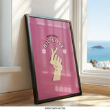 Mini Heart Big Love Wall Art, K Pop Art, Heart Gesture Print, Pink Wall Decor, Trendy Wall Art - Tawshia