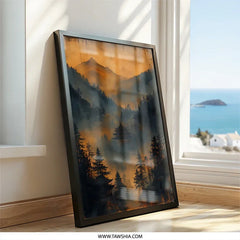 Japanese Temple Wall Art, Mountain Landscape Print, Asian Art Decor, Peaceful Scenery Wall Decor, Home Wall Art - Tawshia