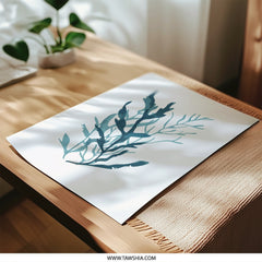 Abstract Seaweed Photographic Print, Botanical Wall Art, Teal Blue Plant Print, Coastal Decor, Modern Art Print, Nature Inspired Art - Tawshia