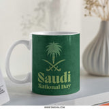 Saudi National Day Mug, Kingdom of Saudi Arabia Gift, Green Textured Mug, Saudi Arabia Flag Coffee Mug, KSA Pride Present - Tawshia