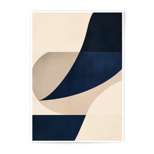 Abstract Art Photographic Prints, Modern Wall Art, Beige Navy Print, Minimalist Decor, Home Decor, Art Prints for Living Room, Wall Decor - Tawshia