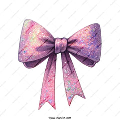 Sparkly Bow Tote Bag, Pink Purple Glitter Bow Shopping Bag, Cute Gift Bag, Everyday Carryall, Stylish Tote - Tawshia