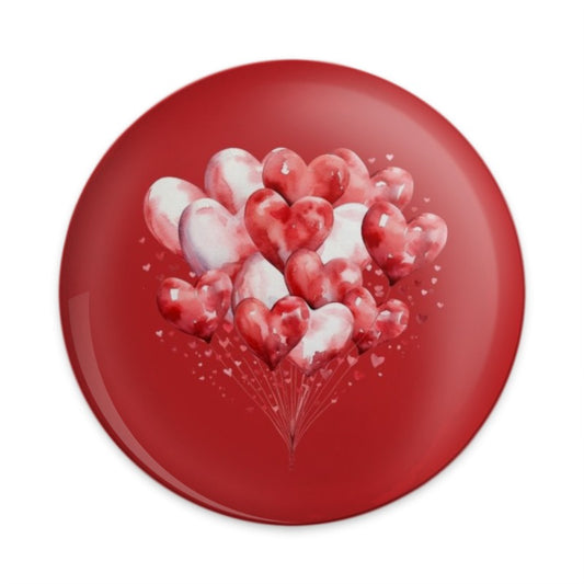 Heart Balloons Pinback Button, Love Button, Valentine's Day Gift, Red Hearts Badge, Cute Accessories, Heart Decor, Anniversary Pin - Tawshia