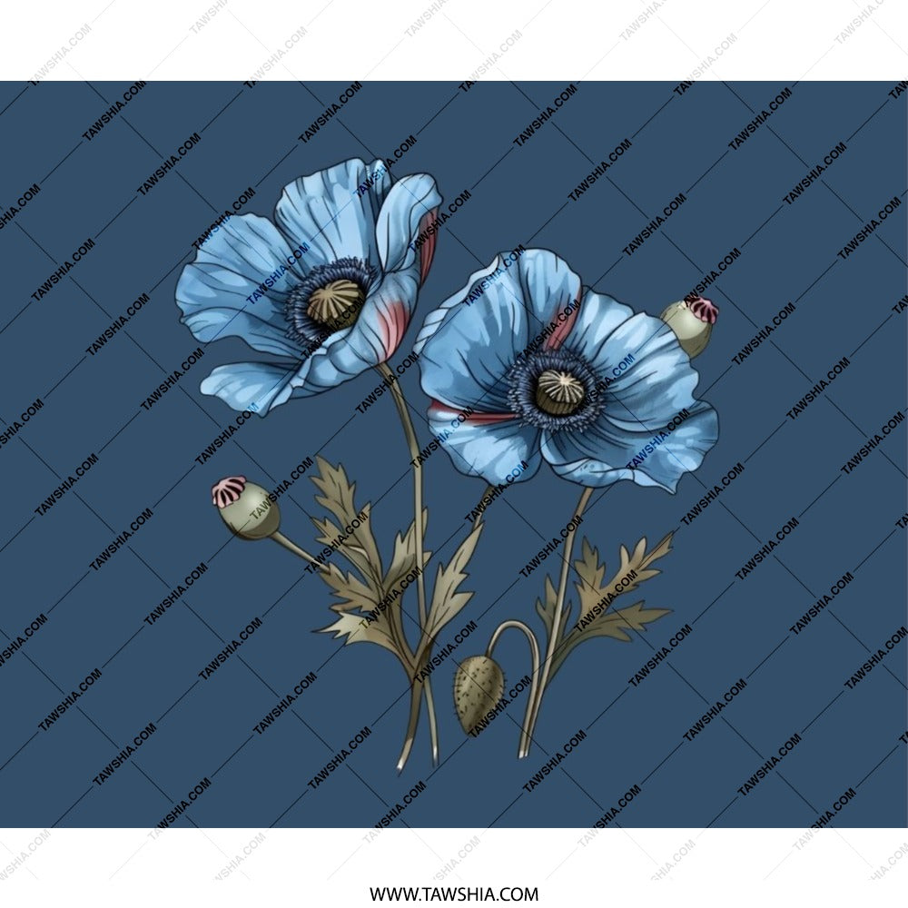 Blue Poppy Mouse Pad, Floral Office Decor, Flower Desk Mat, Botanical Computer Accessory, Stylish Workspace, Trendy Mousepad - Tawshia