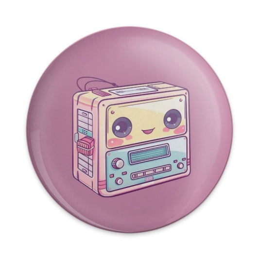 Kawaii Tape Player Pinback Button, Retro Style Button, Cute Music Lover Gift, 80s 90s Nostalgia Pin Button, Unique Accessories - Tawshia