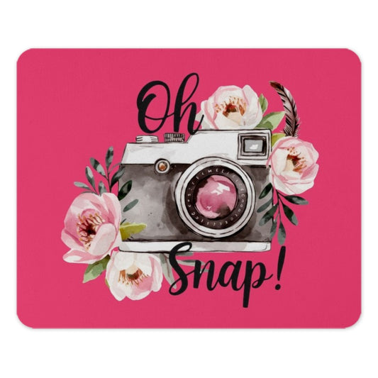 Oh Snap Camera Mouse Pad, Floral Photography Mousepad, Pink Camera Mouse Mat, Trendy Desk Decor, Gift for Photographer, Office Decor - Tawshia