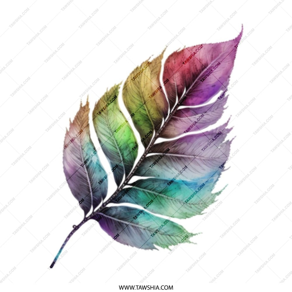 Watercolor Feather Tote Bag, Colorful Leaves Design Bag, Nature Inspired Tote, Stylish Everyday Bag, Unique Design Tote - Tawshia