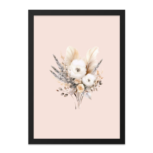 Floral Wall Art, Botanical Print, Flower Bouquet Art, Feather Decor, Elegant Artwork, Pastel Color Print, Home Decor, Living Room Art - Tawshia