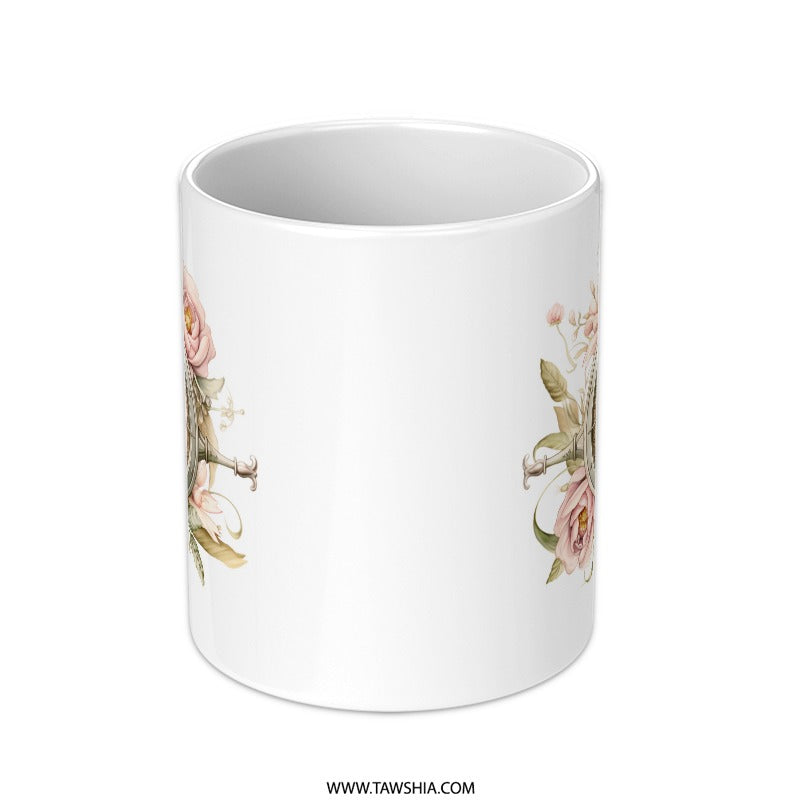 Compass Rose Mug, Floral Nautical Mug, Travel Lover Gift, Vintage Style Mug, Adventure Mug, Rose Compass Coffee Cup, Wanderlust Mug - Tawshia