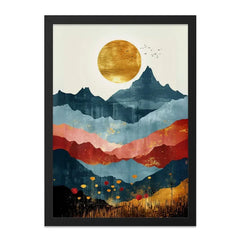 Abstract Mountain Wall Art, Landscape Print, Sunset Scenery, Home Decor, Nature Wall Decor, Minimalist Art, Bohemian Wall Decor, Floral Art - Tawshia