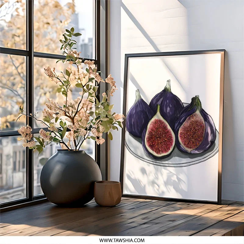 Fig Wall Art Print, Kitchen Decor, Fruit Illustration, Botanical Wall Decor, Modern Art Print, Home Decor Art, Unique Wall Art - Tawshia