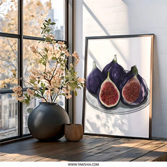 Fig Wall Art Print, Kitchen Decor, Fruit Illustration, Botanical Wall Decor, Modern Art Print, Home Decor Art, Unique Wall Art - Tawshia