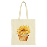Sunflower Cupcake Tote Bag, Floral Tote, Unique Design, Summer Gift, Everyday Bag, Stylish Tote, Gift Idea, Watercolor Art - Tawshia