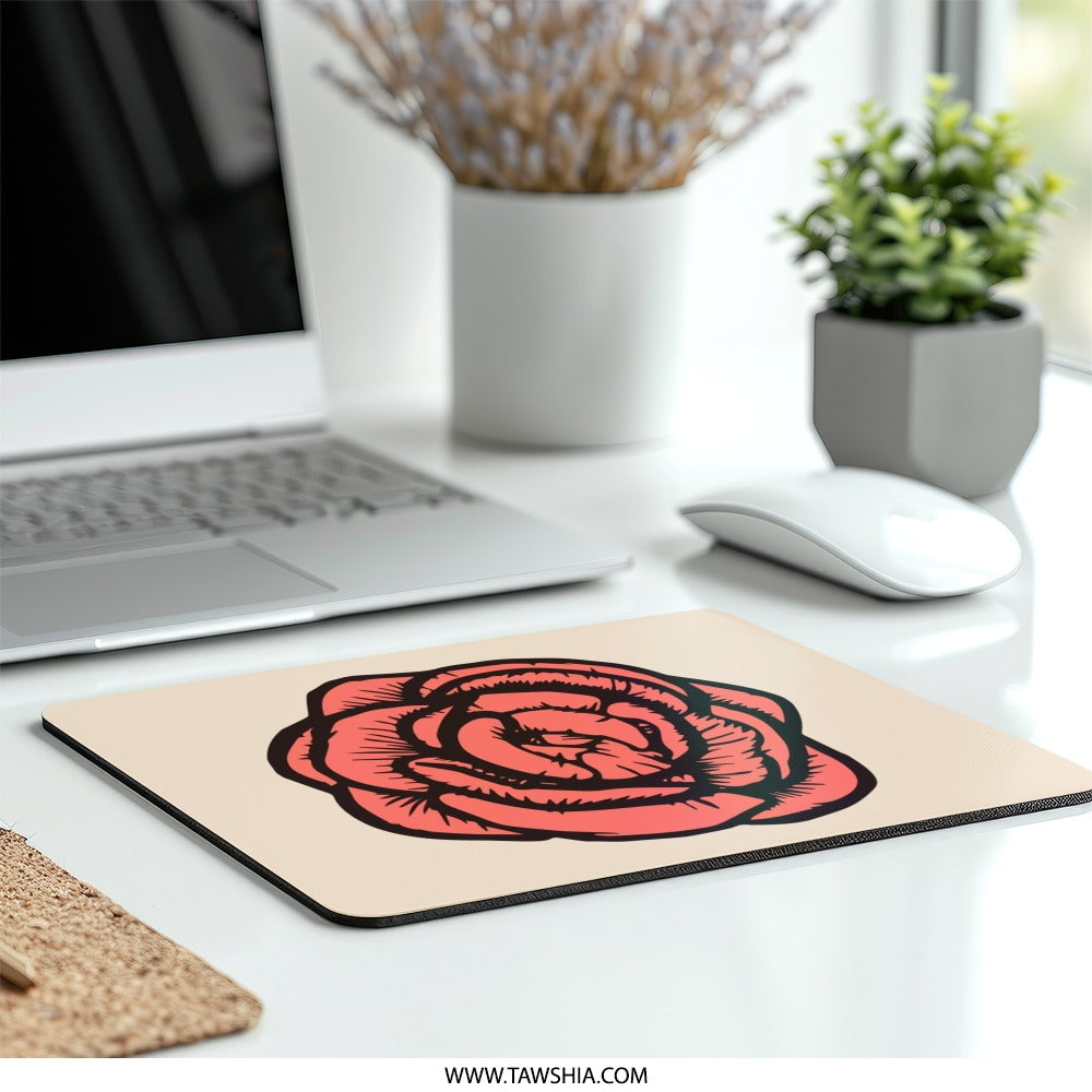 Rose Flower Mouse Pad, Floral Print, Floral Mousepad, Elegant Desk Decor, Computer Accessories, Flower Art Mousepad, Gift for Her - Tawshia
