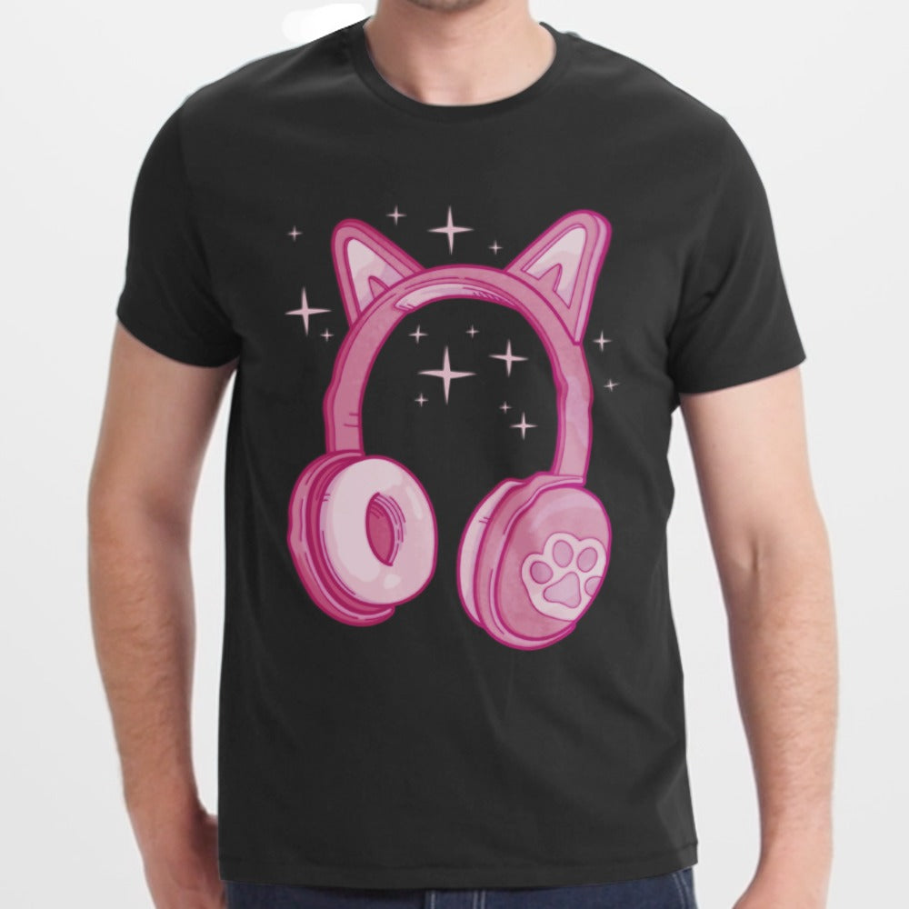 Stylish Cat Ear Headphones Graphic Tee product